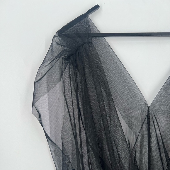 Pinko Black Tulle Sheer Overlay Romantic Goth Organza Top Blouse Vest - Picture 5 of 10